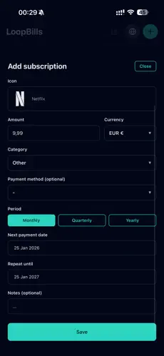 LoopBills screenshot 1